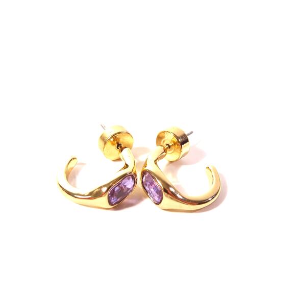 Banana Republic Women's Lavender Rectangle Gemstone Hoop Earrings NWT 38 - Picture 3 of 5